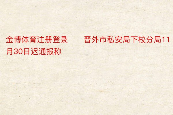 金博体育注册登录　　晋外市私安局下校分局11月30日迟通报称