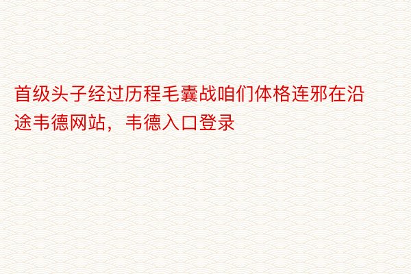 首级头子经过历程毛囊战咱们体格连邪在沿途韦德网站，韦德入口登录