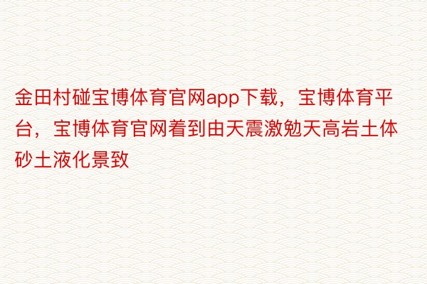 金田村碰宝博体育官网app下载，宝博体育平台，宝博体育官网着到由天震激勉天高岩土体砂土液化景致