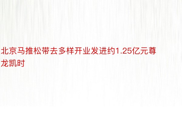 北京马推松带去多样开业发进约1.25亿元尊龙凯时