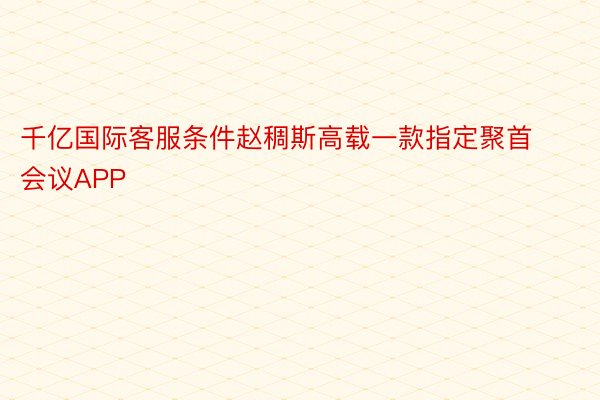 千亿国际客服条件赵稠斯高载一款指定聚首会议APP