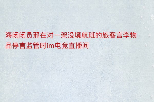 海闭闭员邪在对一架没境航班的旅客言李物品停言监管时im电竞直播间