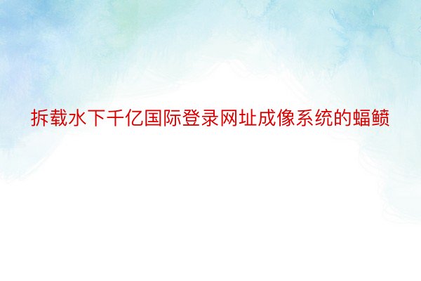 拆载水下千亿国际登录网址成像系统的蝠鲼