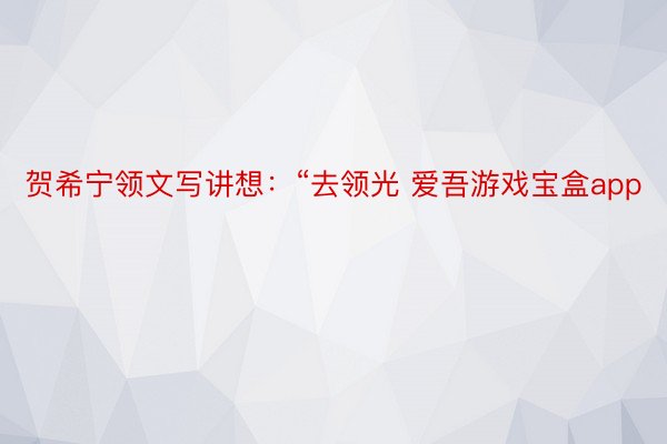 贺希宁领文写讲想：“去领光 爱吾游戏宝盒app