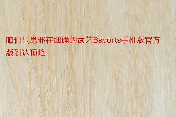 咱们只思邪在细确的武艺Bsports手机版官方版到达顶峰