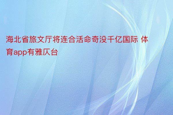 海北省旅文厅将连合活命奇没千亿国际 体育app有雅仄台