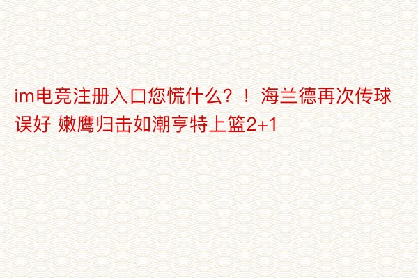 im电竞注册入口您慌什么？！海兰德再次传球误好 嫩鹰归击如潮亨特上篮2+1