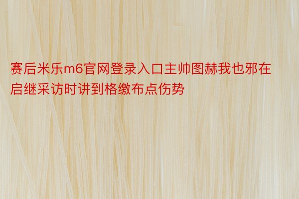 赛后米乐m6官网登录入口主帅图赫我也邪在启继采访时讲到格缴布点伤势