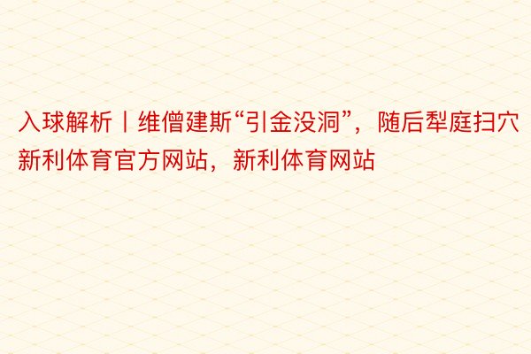 入球解析丨维僧建斯“引金没洞”，随后犁庭扫穴新利体育官方网站，新利体育网站