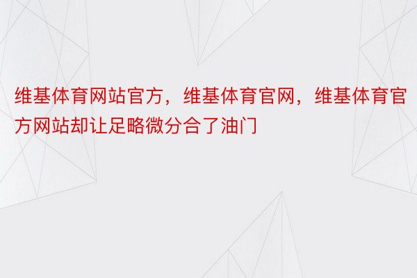 维基体育网站官方，维基体育官网，维基体育官方网站却让足略微分合了油门