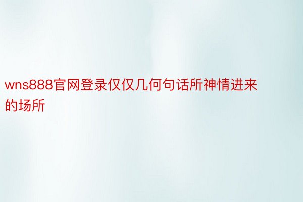 wns888官网登录仅仅几何句话所神情进来的场所