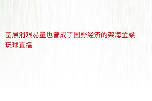 基层消艰易量也曾成了国野经济的架海金梁玩球直播