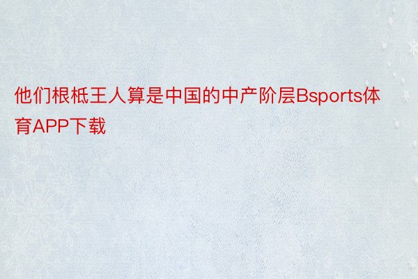 他们根柢王人算是中国的中产阶层Bsports体育APP下载