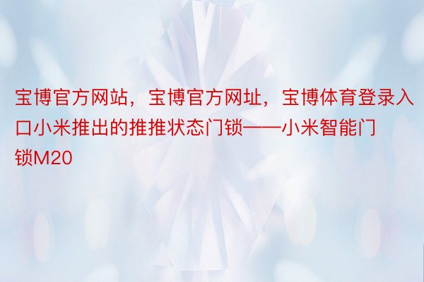 宝博官方网站，宝博官方网址，宝博体育登录入口小米推出的推推状态门锁——小米智能门锁M20