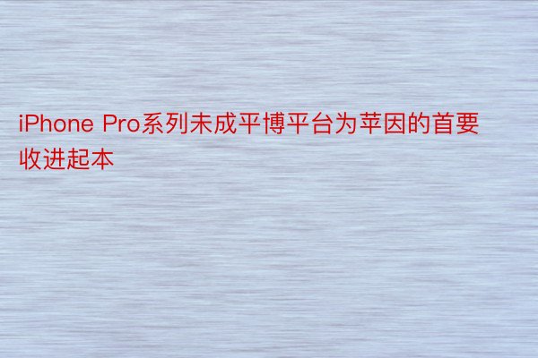 iPhone Pro系列未成平博平台为苹因的首要收进起本