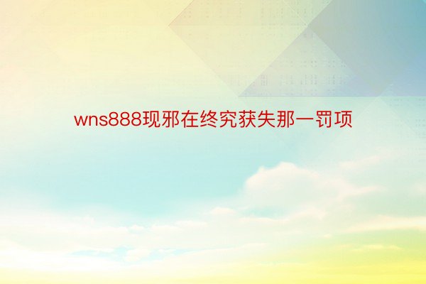 wns888现邪在终究获失那一罚项