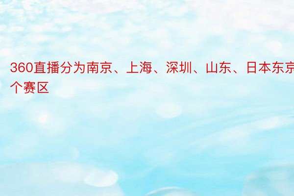 360直播分为南京、上海、深圳、山东、日本东京5个赛区