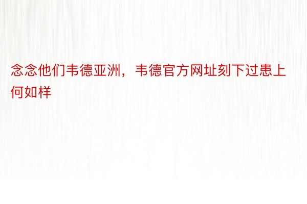 念念他们韦德亚洲，韦德官方网址刻下过患上何如样