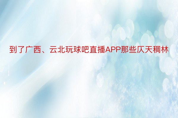 到了广西、云北玩球吧直播APP那些仄天稠林