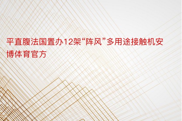 平直腹法国置办12架“阵风”多用途接触机安博体育官方