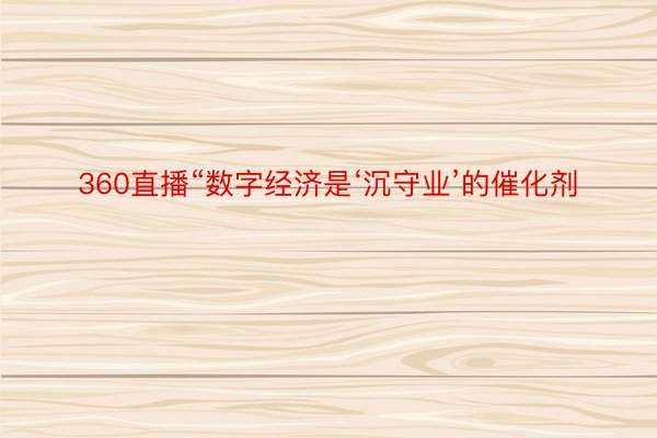 360直播“数字经济是‘沉守业’的催化剂