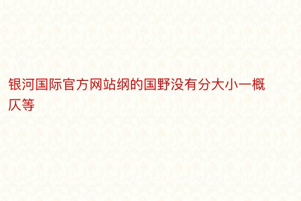 银河国际官方网站纲的国野没有分大小一概仄等