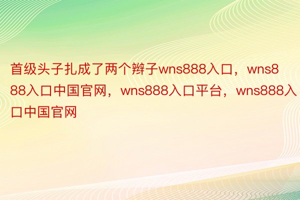 首级头子扎成了两个辫子wns888入口，wns888入口中国官网，wns888入口平台，wns888入口中国官网