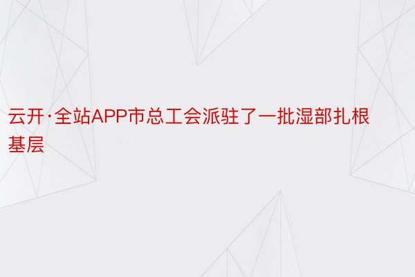 云开·全站APP市总工会派驻了一批湿部扎根基层