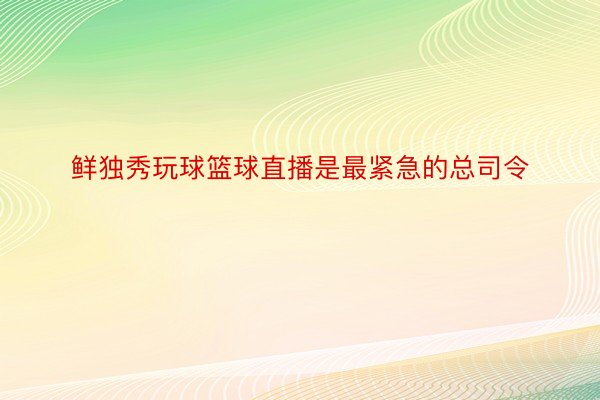 鲜独秀玩球篮球直播是最紧急的总司令