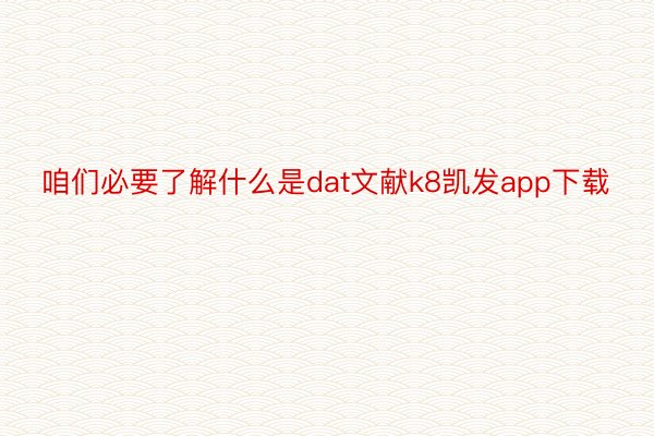 咱们必要了解什么是dat文献k8凯发app下载