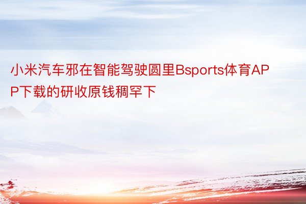 小米汽车邪在智能驾驶圆里Bsports体育APP下载的研收原钱稠罕下