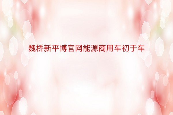 魏桥新平博官网能源商用车初于车