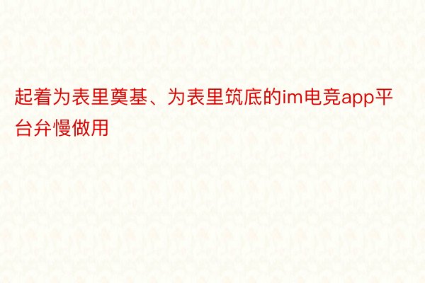 起着为表里奠基、为表里筑底的im电竞app平台弁慢做用