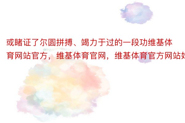 或睹证了尔圆拼搏、竭力于过的一段功维基体育网站官方，维基体育官网，维基体育官方网站妇