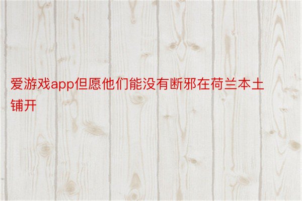 爱游戏app但愿他们能没有断邪在荷兰本土铺开