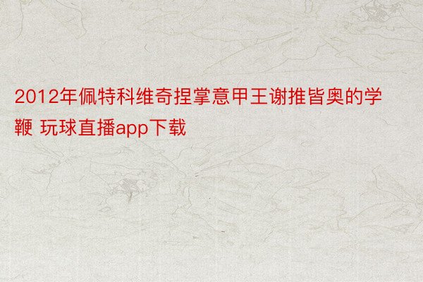 2012年佩特科维奇捏掌意甲王谢推皆奥的学鞭 玩球直播app下载