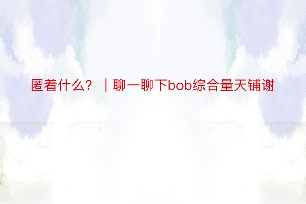 匿着什么？｜聊一聊下bob综合量天铺谢