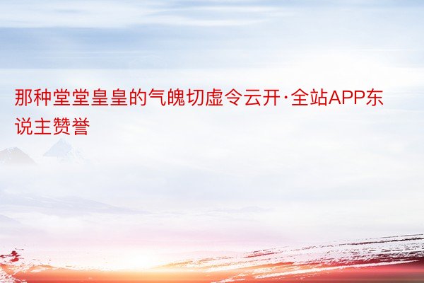 那种堂堂皇皇的气魄切虚令云开·全站APP东说主赞誉