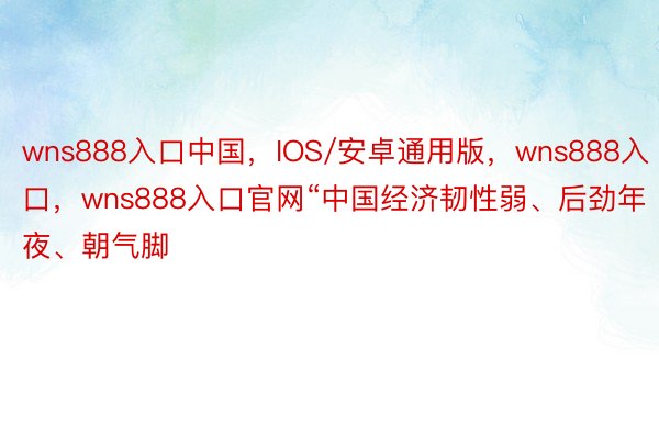 wns888入口中国，IOS/安卓通用版，wns888入口，wns888入口官网“中国经济韧性弱、后劲年夜、朝气脚