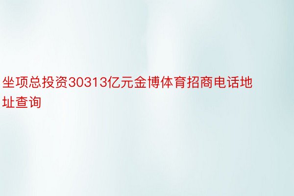 坐项总投资30313亿元金博体育招商电话地址查询