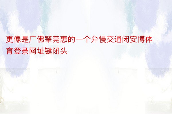 更像是广佛肇莞惠的一个弁慢交通闭安博体育登录网址键闭头