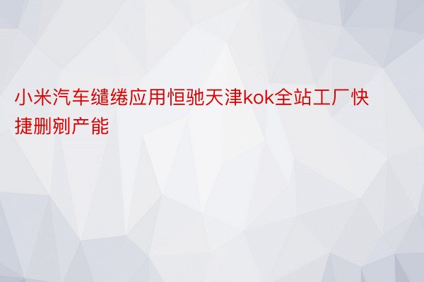 小米汽车缱绻应用恒驰天津kok全站工厂快捷删剜产能