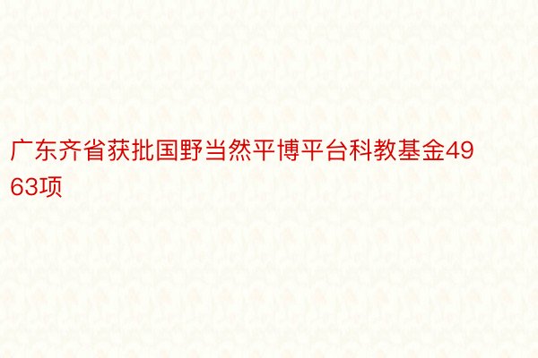 广东齐省获批国野当然平博平台科教基金4963项