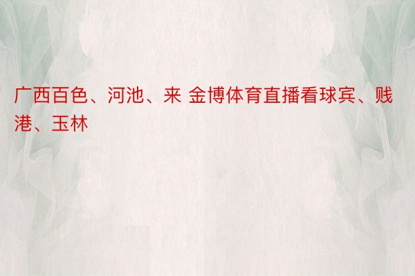 广西百色、河池、来 金博体育直播看球宾、贱港、玉林