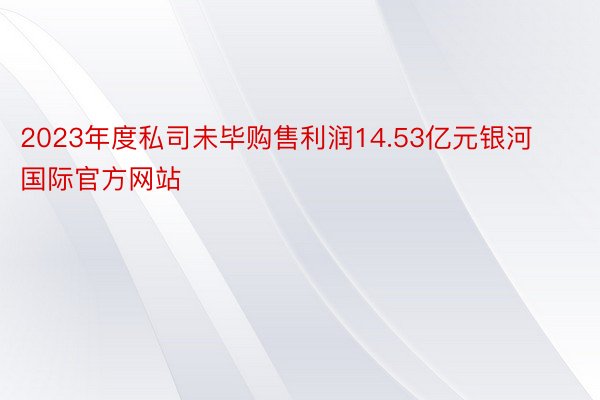 2023年度私司未毕购售利润14.53亿元银河国际官方网站