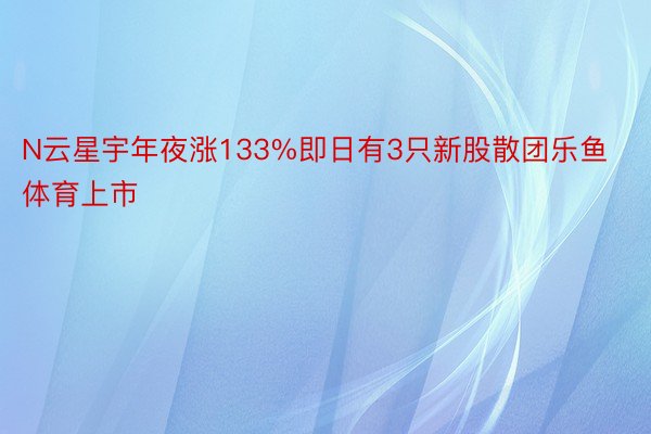 N云星宇年夜涨133%即日有3只新股散团乐鱼体育上市