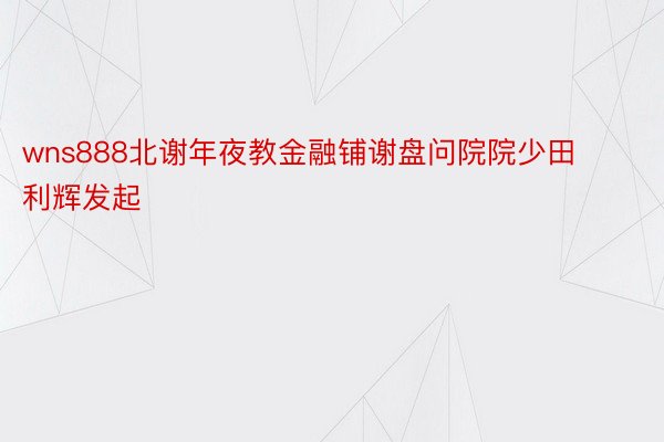 wns888北谢年夜教金融铺谢盘问院院少田利辉发起