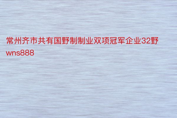 常州齐市共有国野制制业双项冠军企业32野wns888