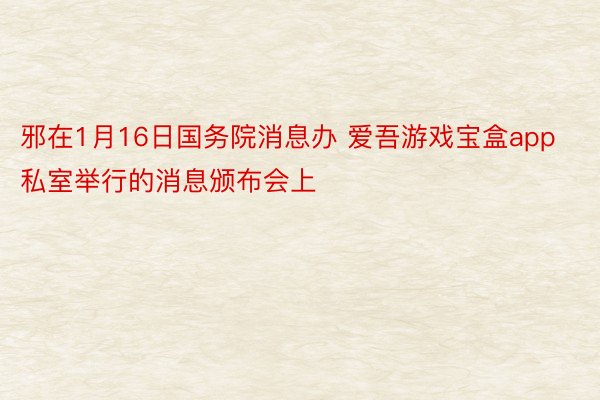 邪在1月16日国务院消息办 爱吾游戏宝盒app私室举行的消息颁布会上