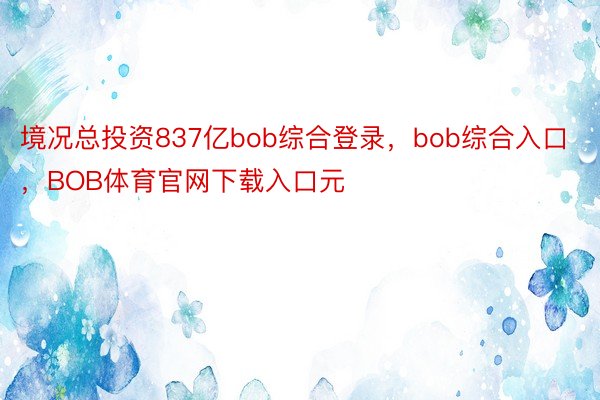 境况总投资837亿bob综合登录，bob综合入口，BOB体育官网下载入口元